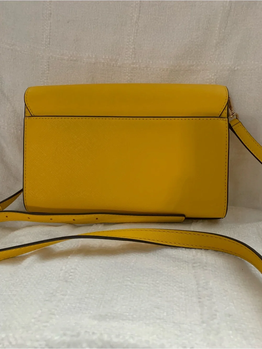 Tory Burch Bright Yellow Leather Crossbody with Logo